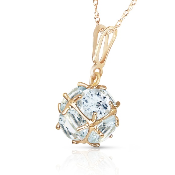Galaxy Gold Products Jewelry - 14K. SOLID GOLD NECKLACE WITH NATURAL AQUAMARINES